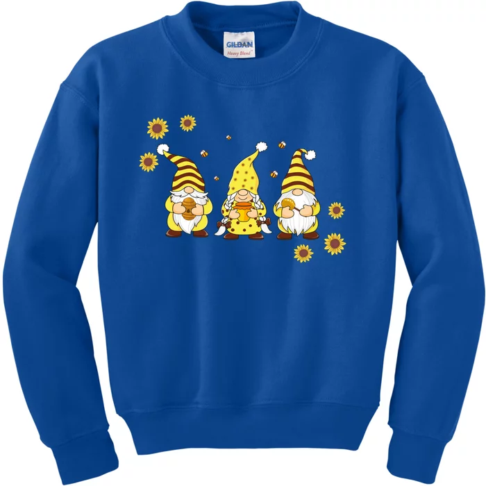 Sunflower Gnome With Bee Funny Hippie Gnome Lover Gift Kids Sweatshirt