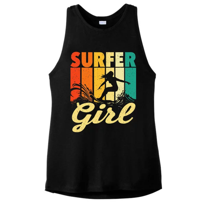 Surfer Girl Waves Surfing Trainer Surfboard Lover Ladies Tri-Blend Wicking Tank