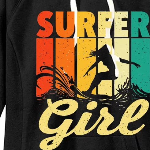 Surfer Girl Waves Surfing Trainer Surfboard Lover Women's Fleece Hoodie