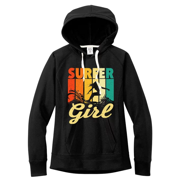 Surfer Girl Waves Surfing Trainer Surfboard Lover Women's Fleece Hoodie