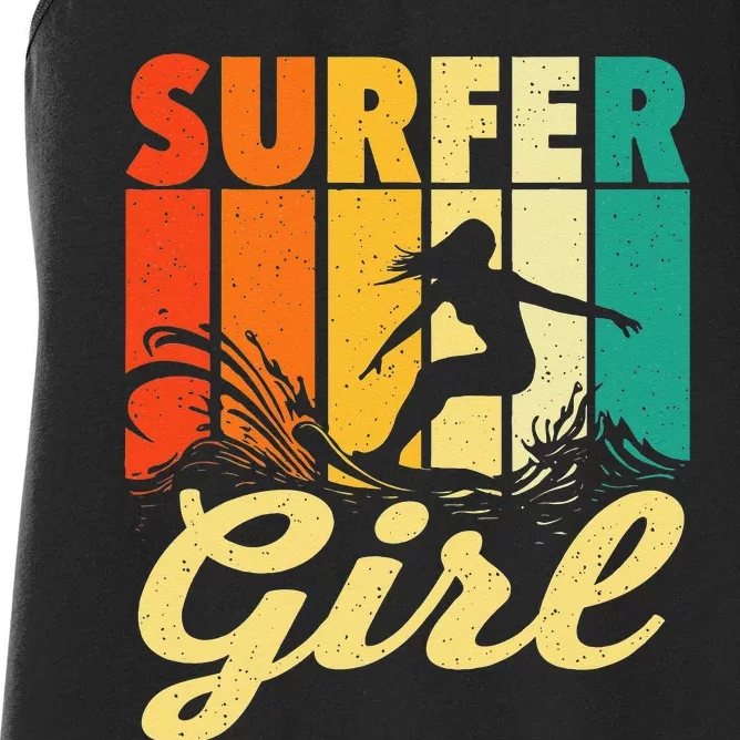 Surfer Girl Waves Surfing Trainer Surfboard Lover Women's Racerback Tank