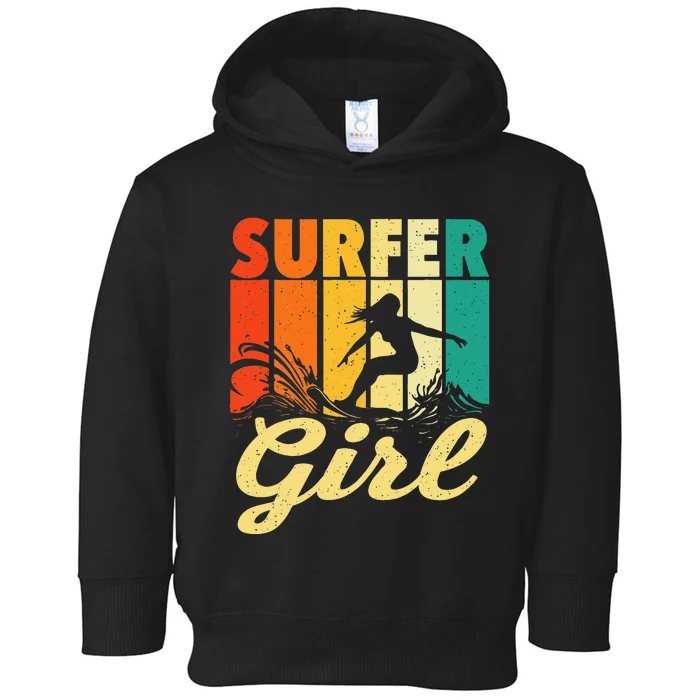 Surfer Girl Waves Surfing Trainer Surfboard Lover Toddler Hoodie