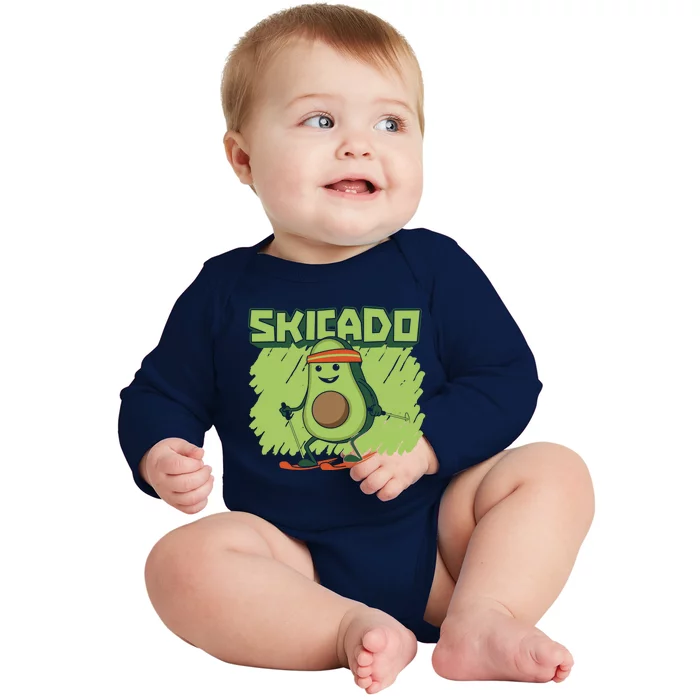 Skicado Gift Winter Snow Sports Skier Ski Mountains Skiing Gift Baby Long Sleeve Bodysuit