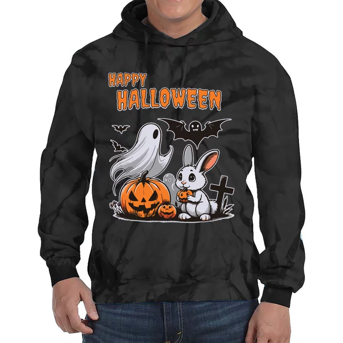 Spooky Ghost With Bunny Tie Dye Hoodie