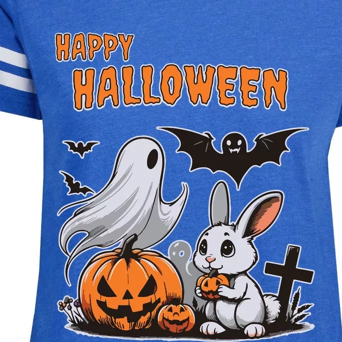 Spooky Ghost With Bunny Enza Ladies Jersey Football T-Shirt