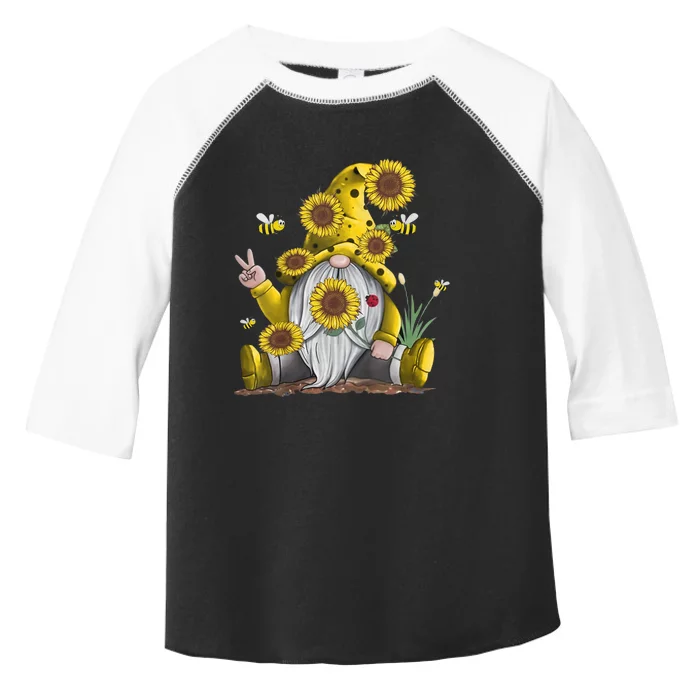 Sunflower Gnome With Bee Funny Hippie Gnome Toddler Fine Jersey T-Shirt