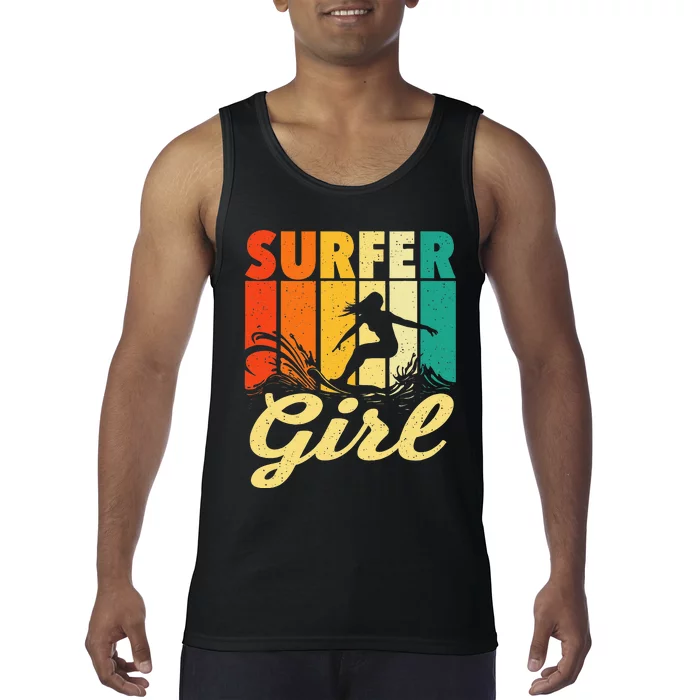 Surfer Girl Waves Surfing Trainer Surfboard Lover Tank Top