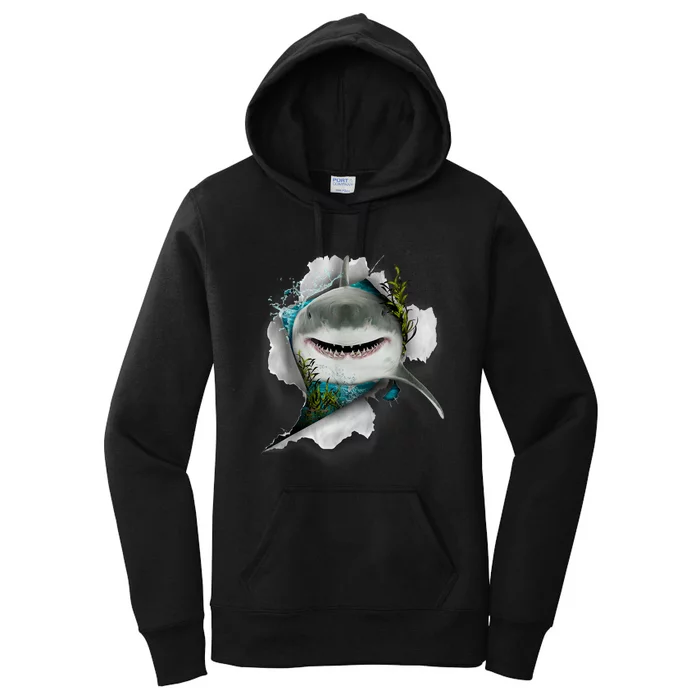 Shark Great White Shark Deep Sea Fishing Funny Shark Women's Pullover Hoodie