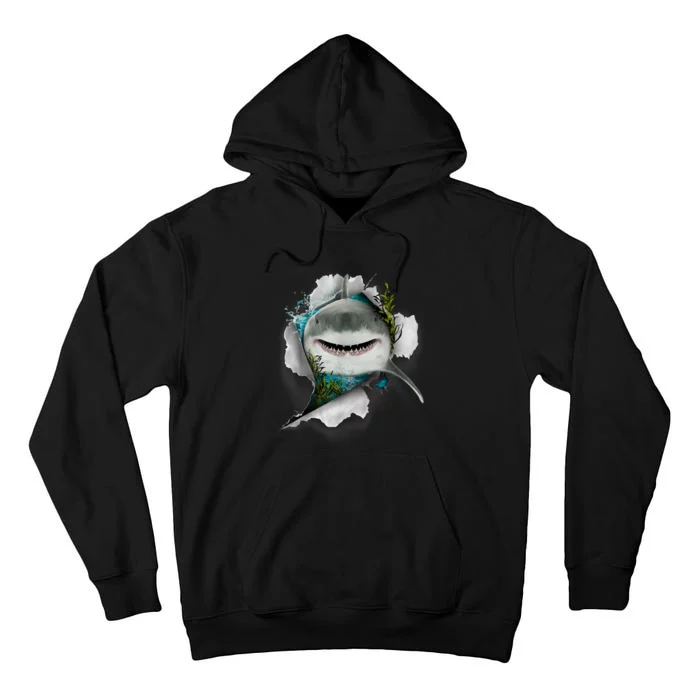 Shark Great White Shark Deep Sea Fishing Funny Shark Tall Hoodie