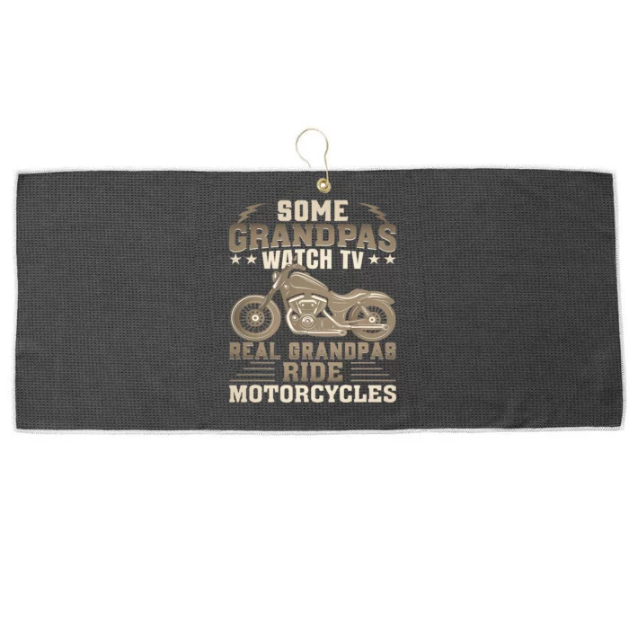 Some Grandpas Watch TV Real Grandpas Ride Motorcycles Large Microfiber Waffle Golf Towel