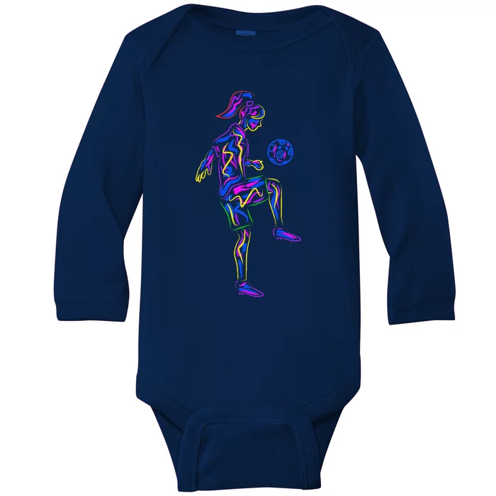 Soccer Girl Women Players Baby Long Sleeve Bodysuit