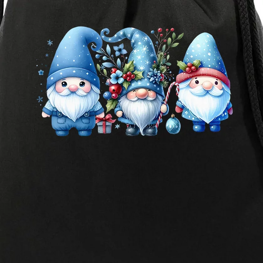 Snowman Gonomies With Snowflakes Cute Winter Gnome Drawstring Bag