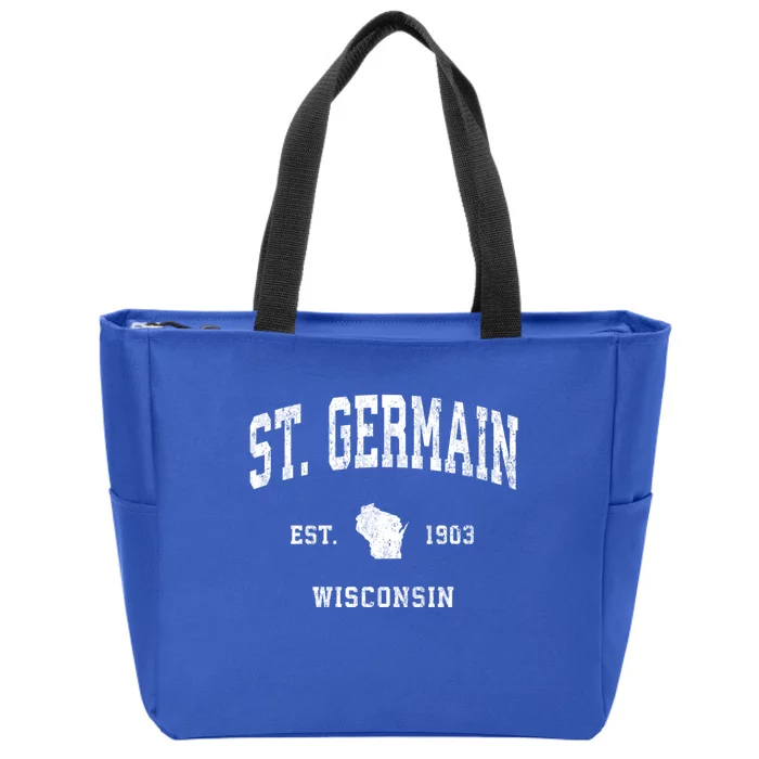 St. Germain Wisconsin Wi Vintage Athletic Sports Zip Tote Bag