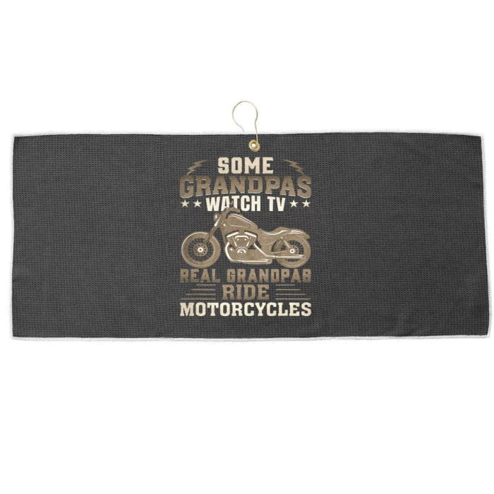 Some Grandpas Watch TV Real Grandpas Ride Motorcycles Large Microfiber Waffle Golf Towel