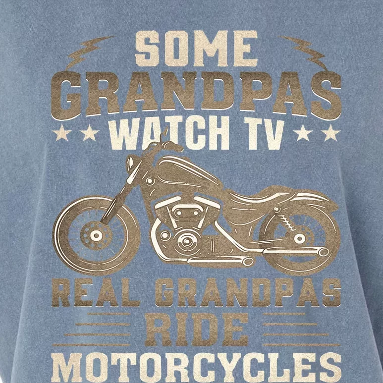 Some Grandpas Watch TV Real Grandpas Ride Motorcycles Garment-Dyed Women's Muscle Tee