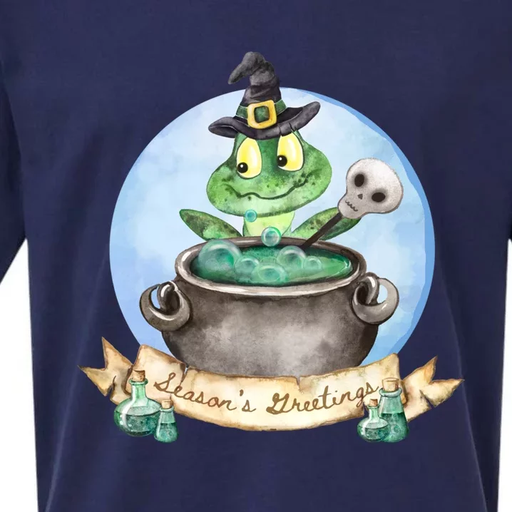 Season's Greetings Witchy Halloween Meaningful Gift Sueded Cloud Jersey T-Shirt