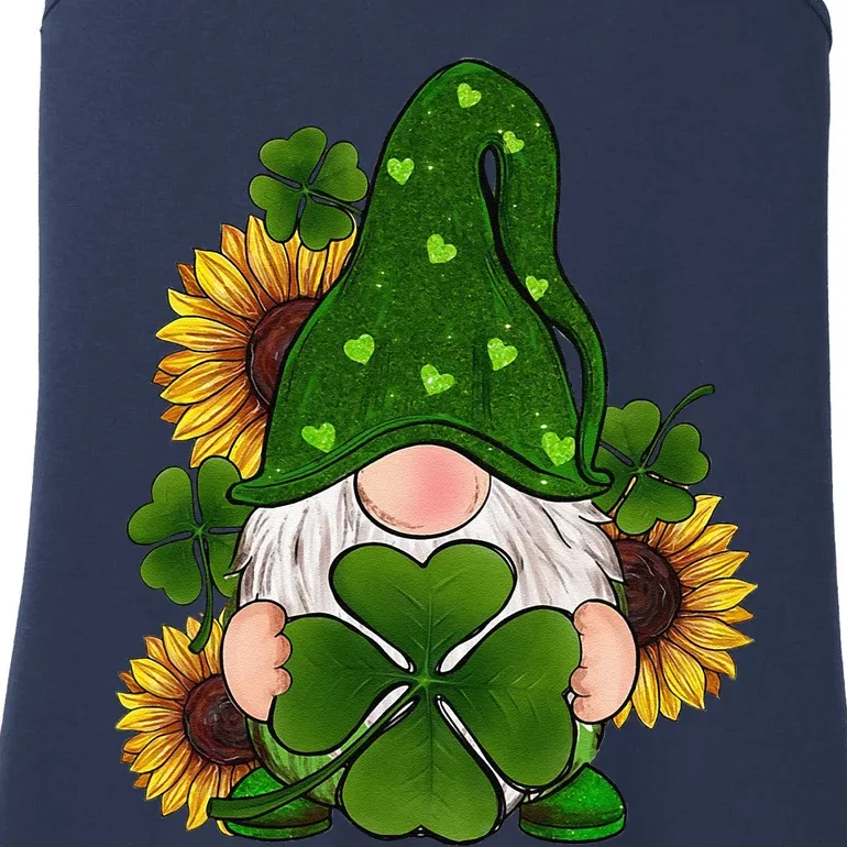 Sunflowers Gnome With Shamrock Gnome St Patricks Day Costume Ladies Essential Tank