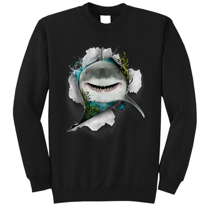 Shark Great White Shark Deep Sea Fishing Funny Shark Tall Sweatshirt