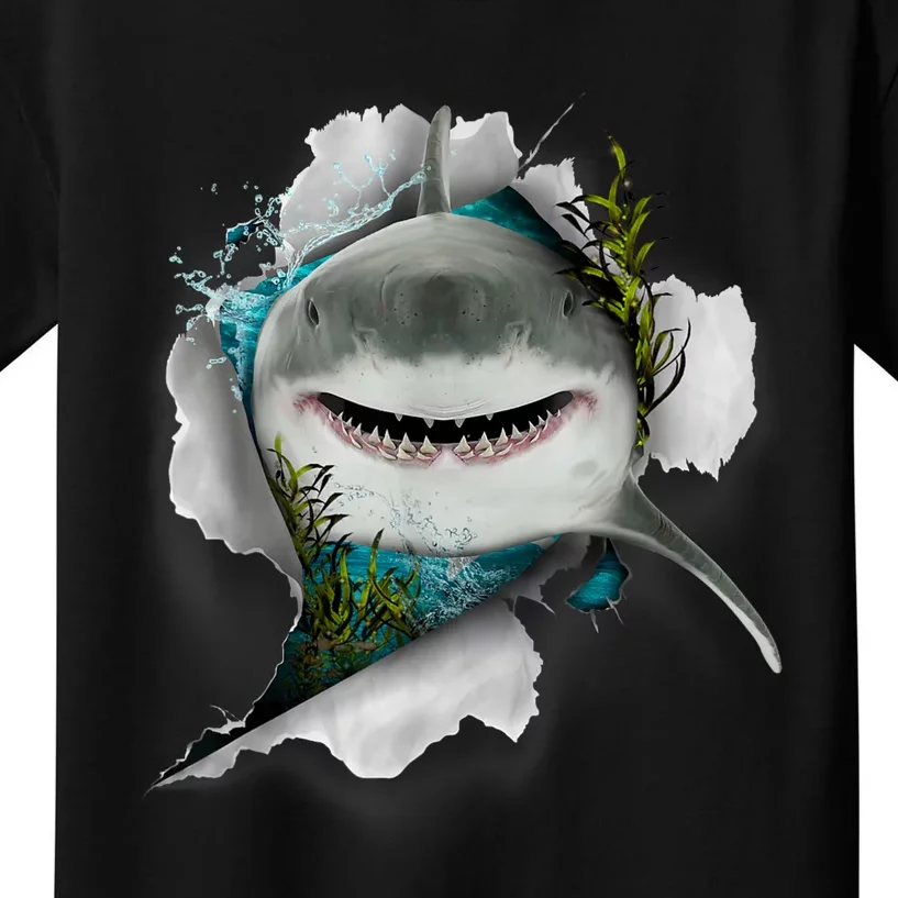 Shark Great White Shark Deep Sea Fishing Funny Shark Kids T-Shirt