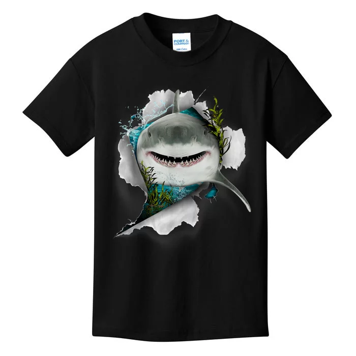 Shark Great White Shark Deep Sea Fishing Funny Shark Kids T-Shirt