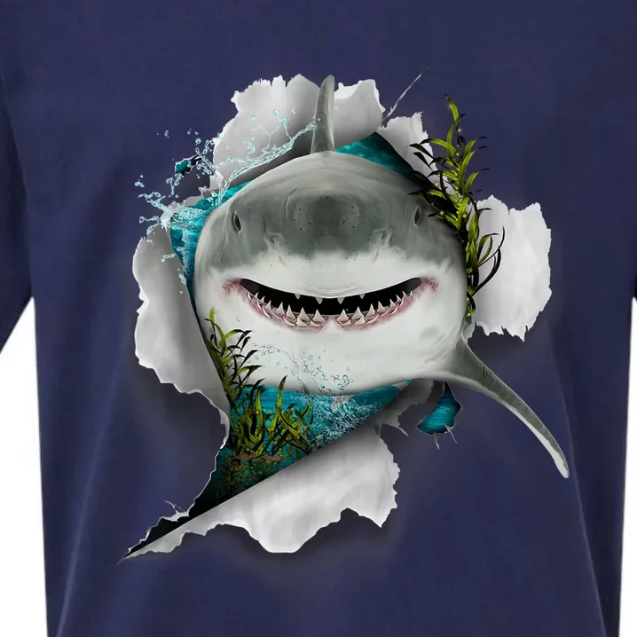 Shark Great White Shark Deep Sea Fishing Funny Shark Sueded Cloud Jersey T-Shirt