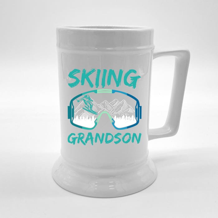 Skiing Grandson Winter Sports Skier Ski Lover Gift Front & Back Beer Stein