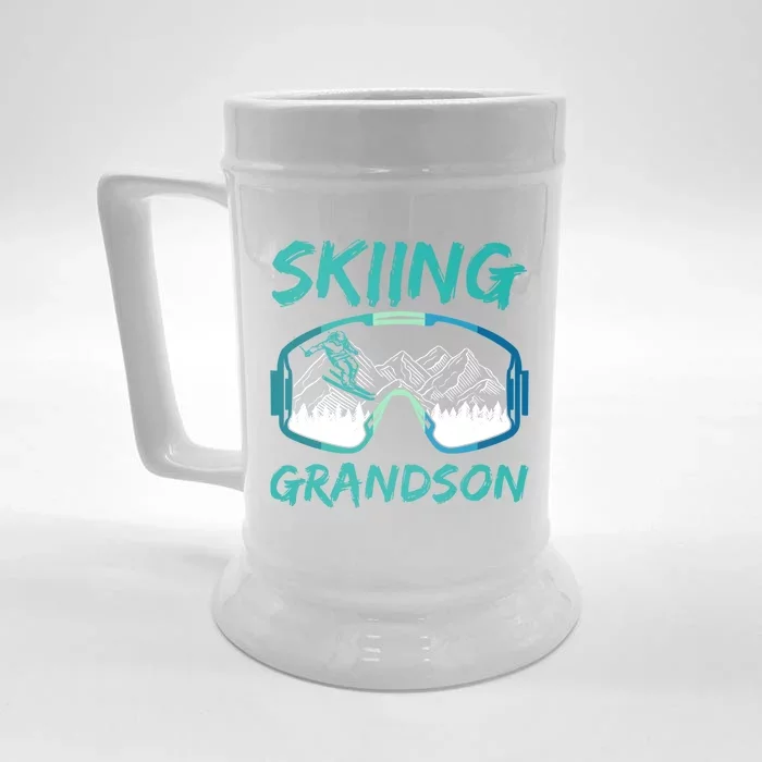 Skiing Grandson Winter Sports Skier Ski Lover Gift Front & Back Beer Stein