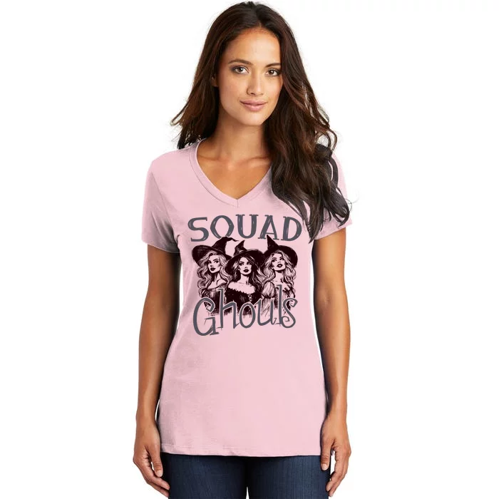 Squad Ghouls Witches Halloween Festive Women's V-Neck T-Shirt