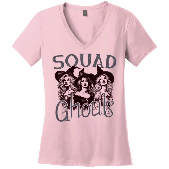 Squad Ghouls Witches Halloween Festive Women's V-Neck T-Shirt