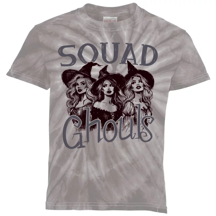 Squad Ghouls Witches Halloween Festive Kids Tie-Dye T-Shirt