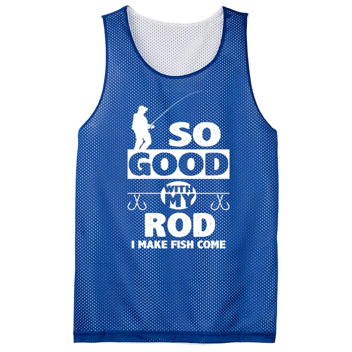 So Good With My Rod Funny FIshing Mesh Reversible Basketball Jersey Tank