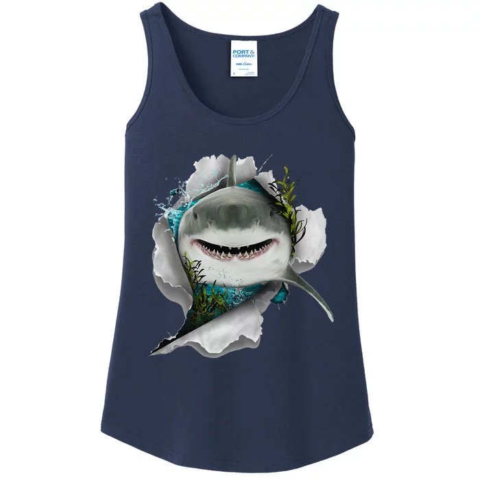 Shark Great White Shark Deep Sea Fishing Funny Shark Ladies Essential Tank