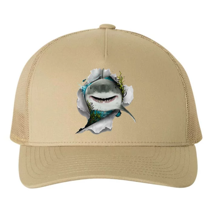 Shark Great White Shark Deep Sea Fishing Funny Shark Yupoong Adult 5-Panel Trucker Hat