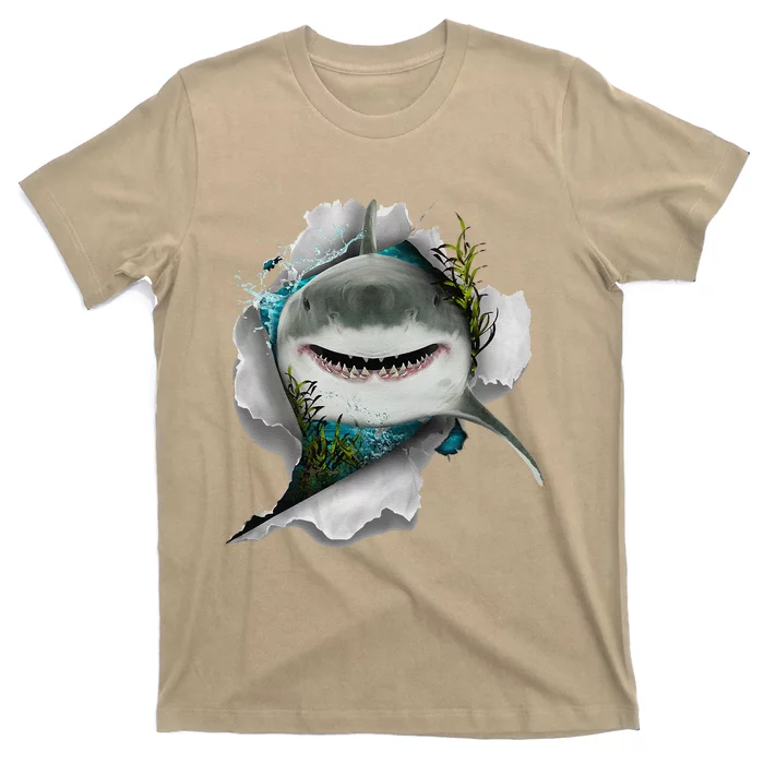 Shark Great White Shark Deep Sea Fishing Funny Shark T-Shirt