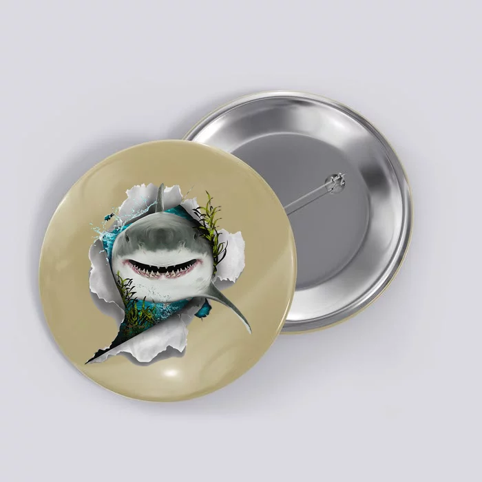 Shark Great White Shark Deep Sea Fishing Funny Shark Button