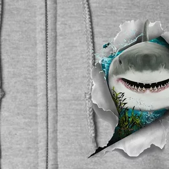 Shark Great White Shark Deep Sea Fishing Funny Shark Full Zip Hoodie