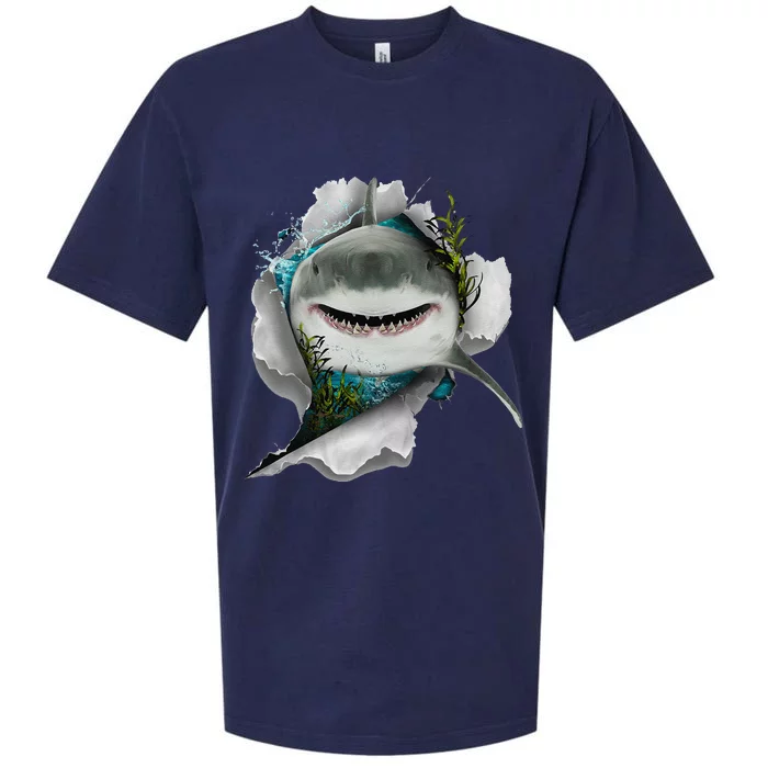 Shark Great White Shark Deep Sea Fishing Funny Shark Sueded Cloud Jersey T-Shirt