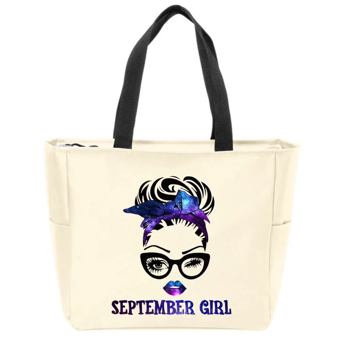 september galaxy wink eye woman face wink eyes lady Zip Tote Bag