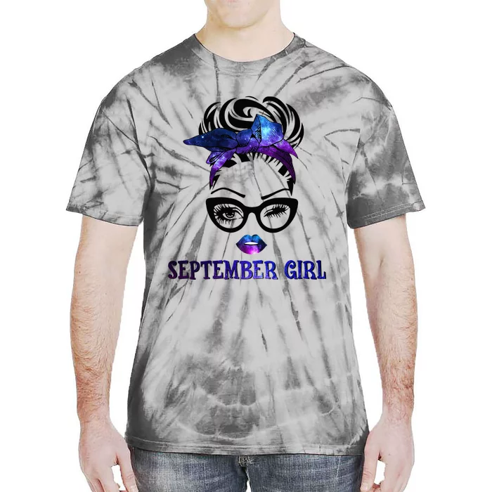 september galaxy wink eye woman face wink eyes lady Tie-Dye T-Shirt