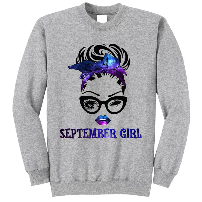 september galaxy wink eye woman face wink eyes lady Tall Sweatshirt