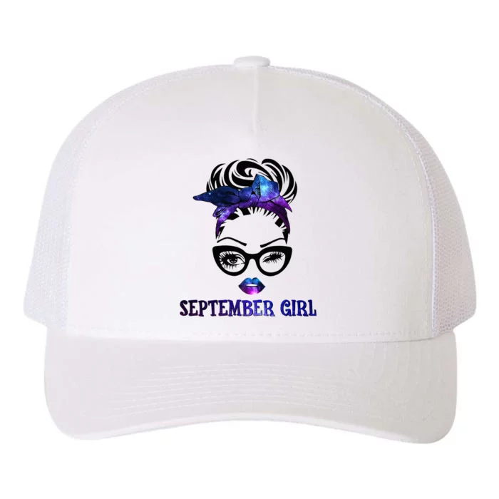 september galaxy wink eye woman face wink eyes lady Yupoong Adult 5-Panel Trucker Hat