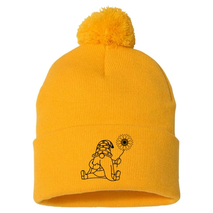 Summer Gnome With Sunflower Pom Pom 12in Knit Beanie