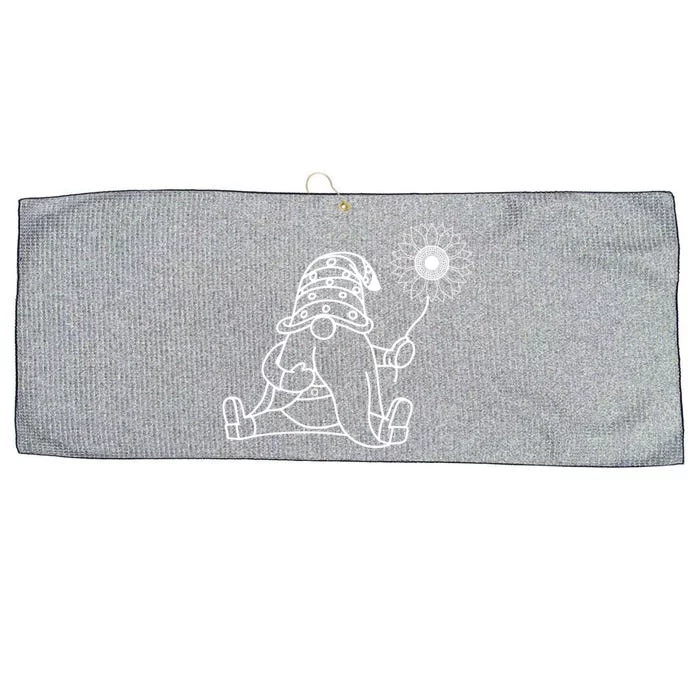 Summer Gnomes With Sunflower Illustration Large Microfiber Waffle Golf Towel