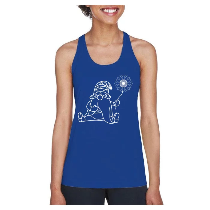 Summer Gnomes With Sunflower Graphic Women's Racerback Tank