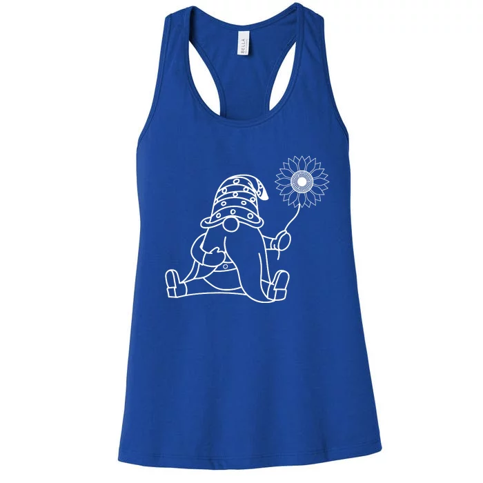 Summer Gnomes With Sunflower Graphic Women's Racerback Tank