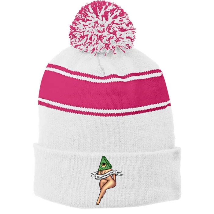 Sexy Girl X Illuminaughty X Illuminati Occult Tattoo Flash Stripe Pom Pom Beanie