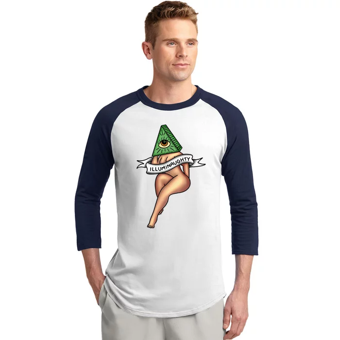 Sexy Girl X Illuminaughty X Illuminati Occult Tattoo Flash Baseball Sleeve Shirt