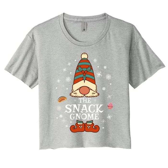 Snack Gnome Xmas Funny Family Matching Christmas Party Cake Cute Gift Women's Crop Top Tee