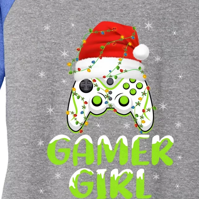 Santa Gamer Xmas Lighting Funny Video Game Christmas Meaningful Gift Women's Tri-Blend 3/4-Sleeve Raglan Shirt