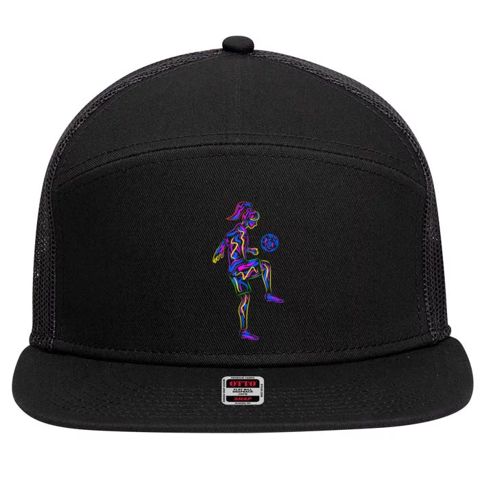 Soccer Girl Youth Women Players TShirt 7 Panel Mesh Trucker Snapback Hat